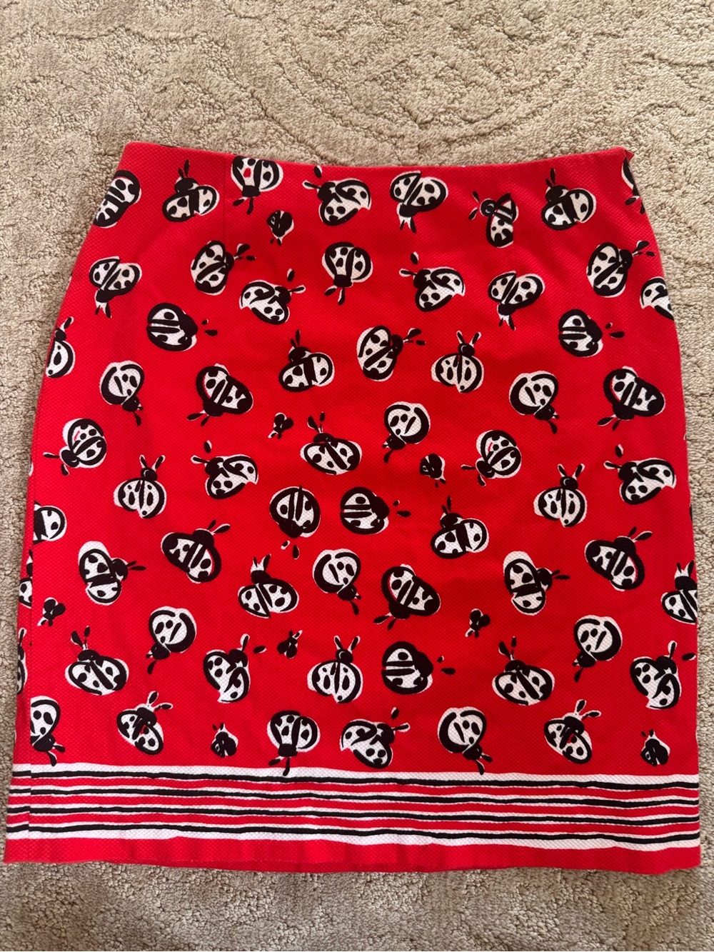Talbots Red Ladybug-Print Pencil Skirt
